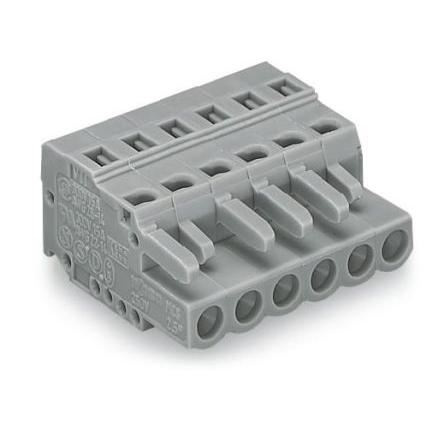WAGO Svorka PCB, řada: 231, rozteč: 5 mm, počet řad: 1, počet kontaktů: 6, Šedá