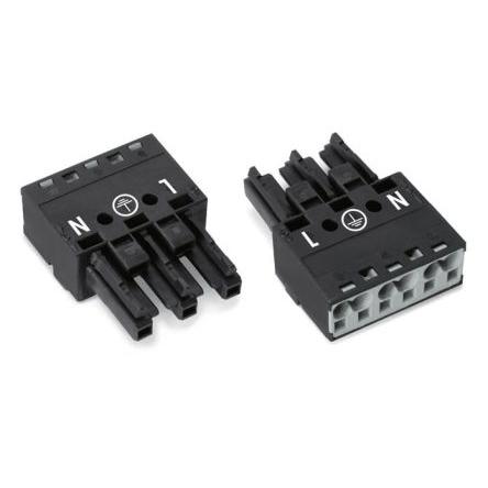 WAGO Konektor pro osvětlení, řada: 770 Kabel Vnitřní Konektor pro osvětlení Zásuvný 25A, IP20 barva Černá, formát pólů: