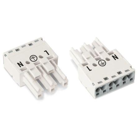 WAGO Konektor pro osvětlení, řada: 770 Kabel Vnitřní Konektor pro osvětlení Zásuvný 25A, IP20 barva Bílá, formát pólů: