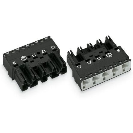 WAGO Konektor pro osvětlení, řada: 770 Kabel Vnější Konektor pro osvětlení Zásuvný 25A, IP20 barva Černá, formát pólů: