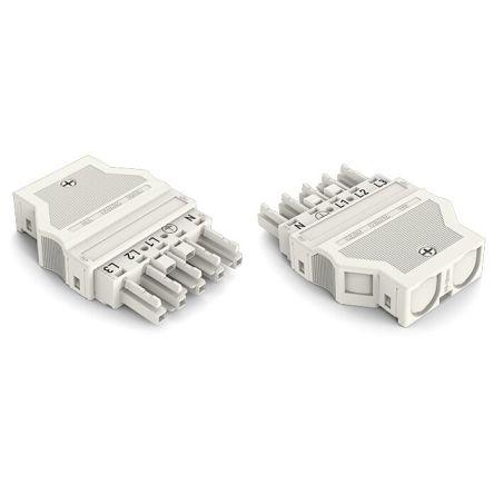 WAGO Konektor pro osvětlení, řada: 770 Kabel Vnitřní Konektor pro osvětlení Zásuvný 25A, IP20 barva Bílá, formát pólů: