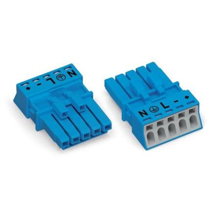 WAGO Konektor pro osvětlení, řada: 890 Kabel Vnitřní Konektor pro osvětlení Zásuvný 16A, IP40, IP20 barva Modrá, formát