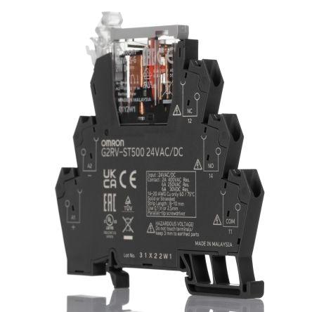 Omron Elektromechanické relé rozhraní 24V ac/dc SPDT Lišta DIN G2RV-ST 12.6mA