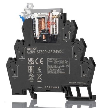 Omron Elektromechanické relé rozhraní 24V dc SPDT Lišta DIN G2RV-ST 13.5mA