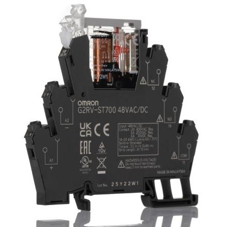 Omron Elektromechanické relé rozhraní 48V ac/dc SPDT Lišta DIN G2RV-ST 5.4mA
