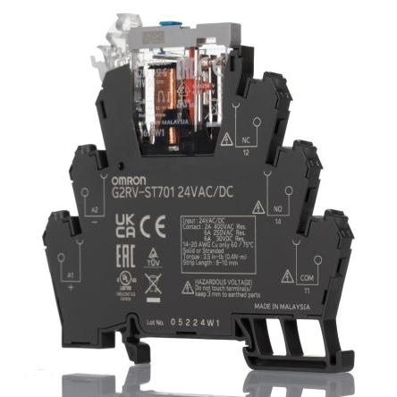 Omron Elektromechanické relé rozhraní 24V ac/dc SPDT Lišta DIN G2RV-ST 12.6mA