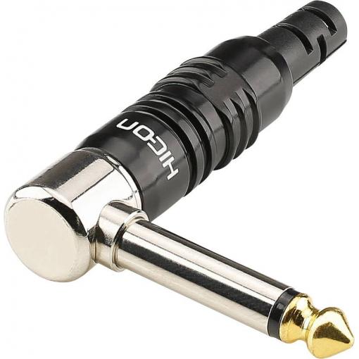 Hicon HI-J63MA07 jack konektor 6.35 mm zástrčka, zahnutá Pólů: 2 mono černá 1 ks