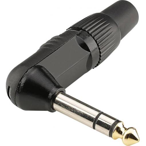 Hicon HI-J63SA06 jack konektor 6.35 mm zástrčka, zahnutá Pólů: 3 černá 1 ks