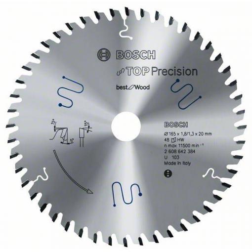Bosch Accessories Top Precision 2608642384 pilový kotouč 165 x 20 x 1.8 mm Počet zubů (na palec): 48 1 ks