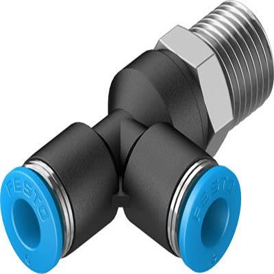 Festo Nasunovací armatura R 1/4 Male 6 mm, Polyoxymethylen (uvolňovací kroužek), Polybutylentereftalát, Nitrilová pryž,