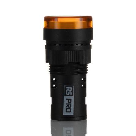 RS PRO Kontrolka Panel LED Žlutá, průměr výřezu: 16 mm IP44 Kulatý 24 V ac, 24V dc