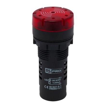 RS PRO Kontrolka Montáž do panelu LED Červená, průměr výřezu: 22 mm IP40 Kulatý 24 V ac, 24V dc