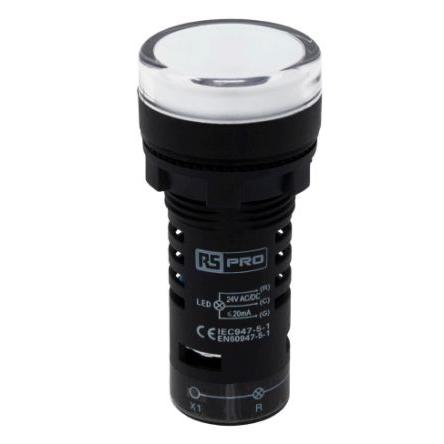 RS PRO Kontrolka Montáž do panelu LED Zelená, Červená, průměr výřezu: 22 mm IP65 Kulatý 24 V ac, 24V dc