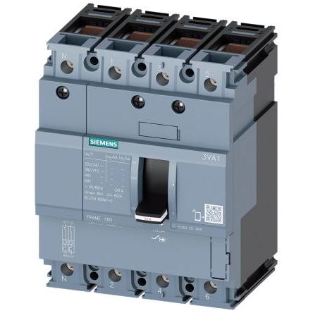 Siemens Jistič s lisovaným pouzdrem, rozsah: 3VA1 4pólový 50A vypínací výkon 36 kA, rozsah: SENTRON Pevný