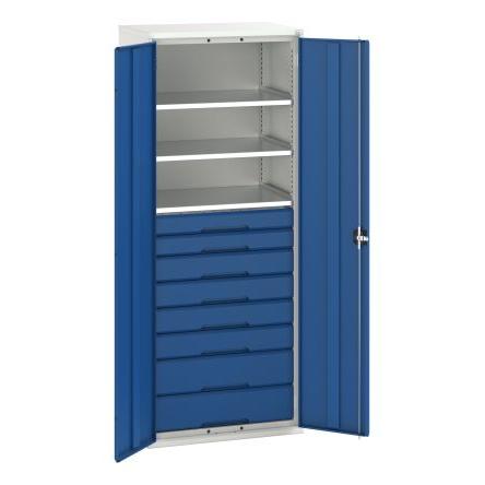 Skříň s přihrádkami 2dveřová 8, Ocelový plech uzamykatelná Stojící na podlaze Bott 2 m 800mm 550 mm