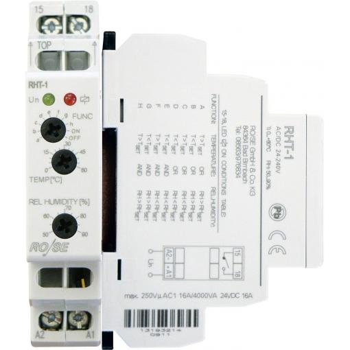 RO/SE LM-Heizungen kombinace hygrostatu a termostatu pro skříňové rozvaděče RHT-1 230 V/DC, 230 V/AC 1 spínací kontakt (d x š x v) 90 x 64 x 17.6 mm 1 ks