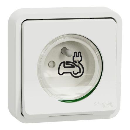 Nabíjecí zásuvka EV Šedá, Bílá 1cestná Mosaz 16A Francouzština 2P Obojí NF Schneider Electric 250V