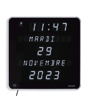 Hodiny barva Černá, Stříbrná Digitální Stolní, Nástěnná, Hliník 2.5 cm Orium
