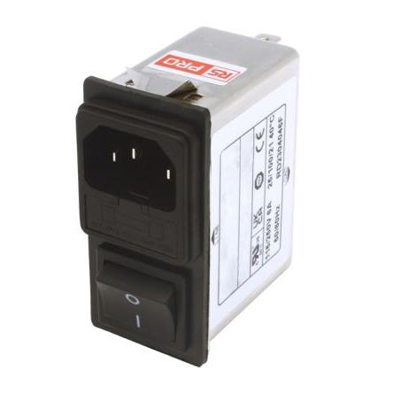RS PRO Filtr IEC 6A Vnitřní, Zacvakávací montáž 6.3 x 0.8 mm, 250V ac 2 póly Faston, 100 °C 1, -25 °C
