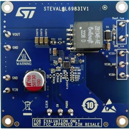 Vyhodnocovací deska Vyhodnocovací deska synchronního měniče Iso Buck Snižovací měnič STMicroelectronics L6983I