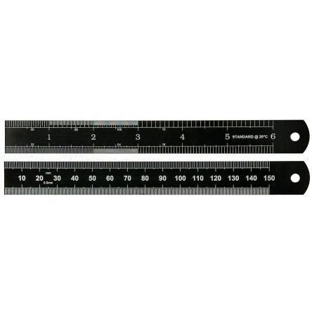 Pravítko, délka: 150 mm Imperiální, Metrické šířka 19mm Černě chromované, Ocel RS PRO