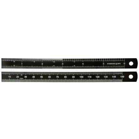 Pravítko, délka: 150 mm Imperiální, Metrické šířka 12.5mm Černě chromované Ohebný, Ocel RS PRO