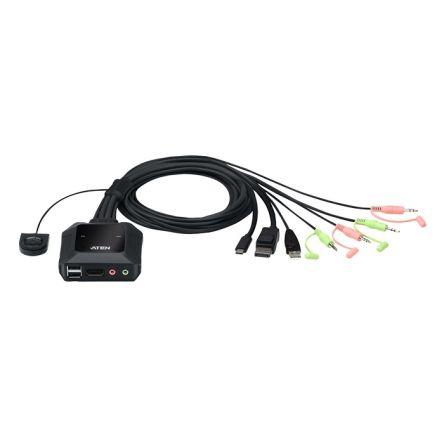 Přepínač KVM, 3,5mm Audio Jack Female 2portový USB, počet zobrazení: 1 1 Aten, video připojení: Display Port 4096 x 2160