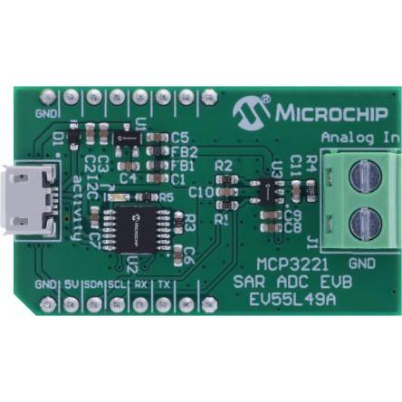 Vyhodnocovací deska EV55L49A Vyhodnocovací deska MCP3221 SAR ADC MCP3221 Vyhodnocovací deska, pro použití s: MCP3221