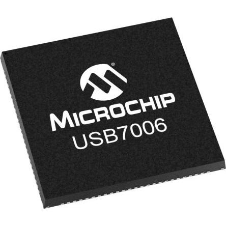 Microchip USB řadič USB7006/KDX 5000 Mbps 1.44V USB 2.0, USB 3,2, 3.3 V, počet kolíků: 100 kolíkový, VQFN