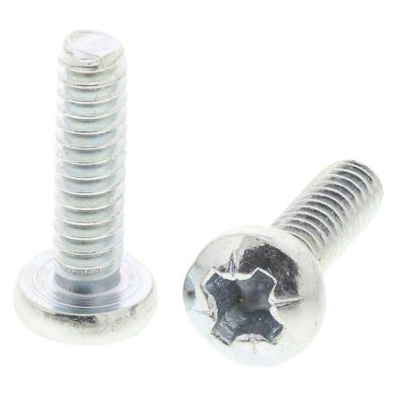 RS PRO Šroub s nízkou půlkulovou hlavou Pozidriv, Pasivovaný pozinkovaný, Ocel hlavice Kónická 12.7 mm