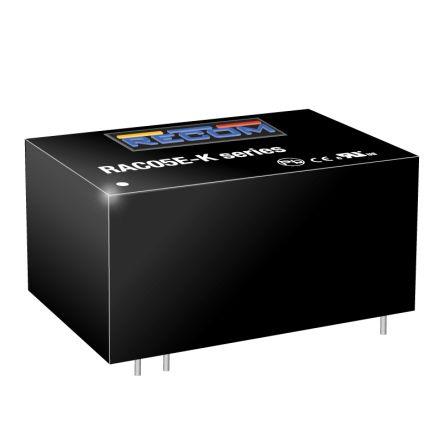 Recom Měnič AC/DC RAC05E-12SK 417 mA 12 V dc až 12V dc, počet kolíků: 4 kolíkový, 1.46 x 0.95 in