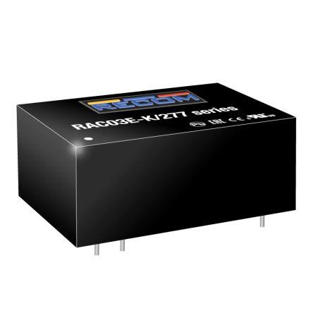 Recom Měnič AC/DC RAC03E-24SK/277 125 mA 24 V dc až 24V dc, počet kolíků: 5 kolíkový, 1.45 x 0.95 in