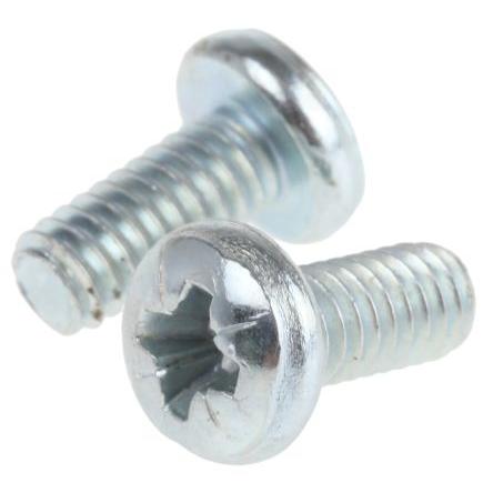 RS PRO Šroub s nízkou půlkulovou hlavou Pozidriv, Pasivovaný pozinkovaný, Ocel hlavice Kónická 9.52 mm