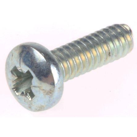 RS PRO Šroub s nízkou půlkulovou hlavou Pozidriv, Lesklý zinek, Ocel hlavice Kónická 9.52 mm