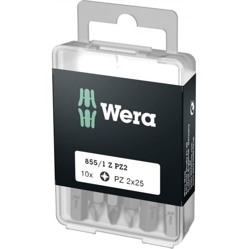Wera 855/1 Z DIY SiS 05072404001 křížový bit PZ 2 nástrojová ocel vysoce pevné D 6.3 10 ks
