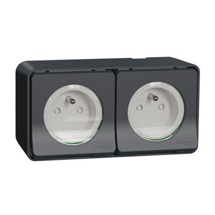 Zásuvka Šedá 2cestná Polykarbonát 16A Francouzština 2P Obojí IEC 60695-2-1, NF Schneider Electric 250V