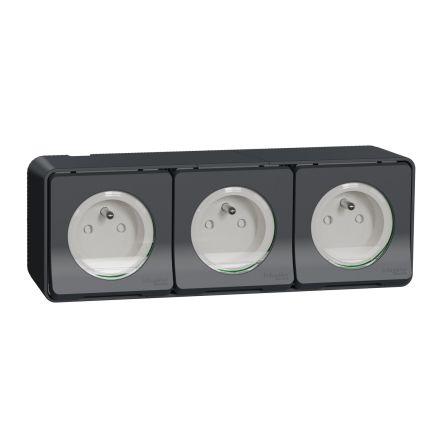 Zásuvka Šedá 3cestná Polypropylen 16A Francouzština 2P Obojí NF Schneider Electric 250V