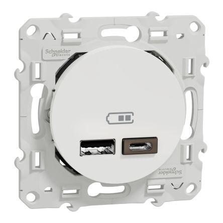 Zásuvka USB Bílá 2.4A USB typu C, USB typu A Vnitřní EN 60335-1 EN 60950-1 EN 61558-1 Schneider Electric 100V ac, 240 V