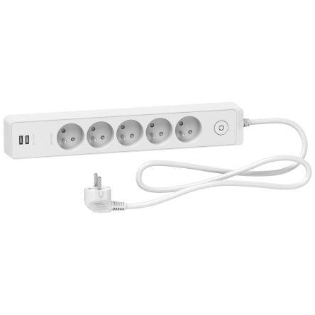 Schneider Electric Koncová zásuvka, řada: Thorsman 5cestná 1.5m kabel, 250V 16A Francouzština 2P