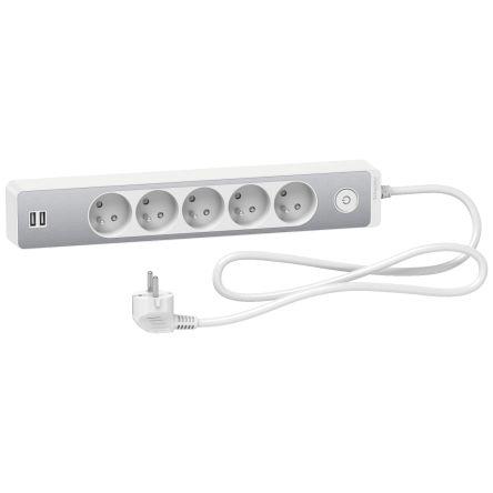 Schneider Electric Koncová zásuvka, řada: Thorsman 5cestná 1.5m kabel, 250V 16A Francouzština 2P