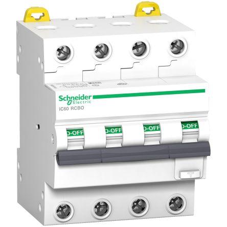 Schneider Electric Jistič zbytkového proudu s ochranou proti přepětí, rozsah: Acti9 iC60 4pólový 20A vypínací citlivost