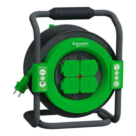 Schneider Electric Kabelový buben, řada: H07RN-F, délka kabelu: 40 m 4 zásuvek, 230V, IP44 Černá, Zelená, Černá, Zelená