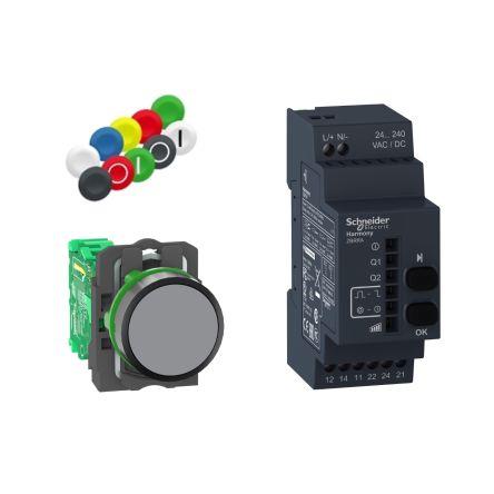 Schneider Electric Tlačítkový vysílač, řada: Harmony XB5R Panel Zatlačit-Zatlačit 22 mm, barva LED: Zelená 240 V dc 240