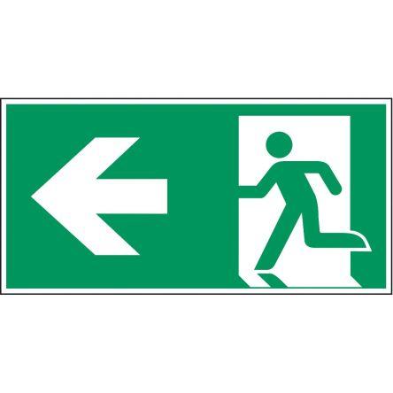 Brady Konec znamení, Polyester Emergency Exit Left, Černá, Zelená, Žlutá, Modrá, Červená (RAL 3001-GL)