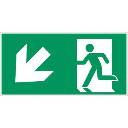 Brady Konec znamení, Polyester Emergency Exit Left, Žlutá, Zelená, Modrá, Červená (RAL 3001-GL), Černá