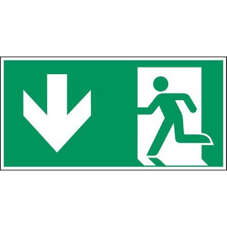 Brady Konec znamení, Polyester Emergency Exit Left, Zelená, Modrá, Červená (RAL 3001-GL), Černá, Žlutá