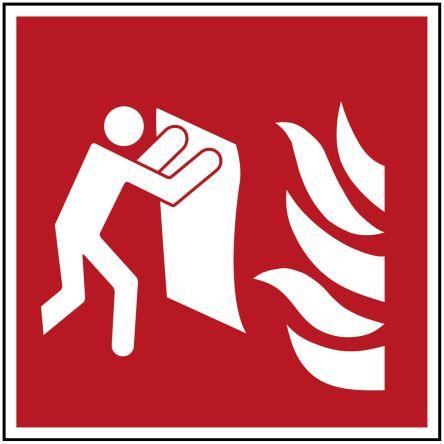 Brady Požární bezpečnostní značka, Polyester, Bílá Fire Blanket REACH Samolepicí
