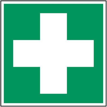 První pomoci znamení, Polyester, Zelená, Bílá First Aid No Brady, výška: 200 mm, šířka: 200mm
