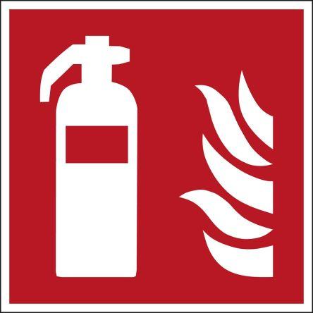 Brady Požární bezpečnostní značka, Polyester, Bílá Fire Extinguisher ISO 7010, REACH Samolepicí