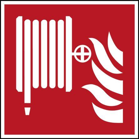 Brady Požární bezpečnostní značka, Polyester, Bílá Fire Hose No Samolepicí